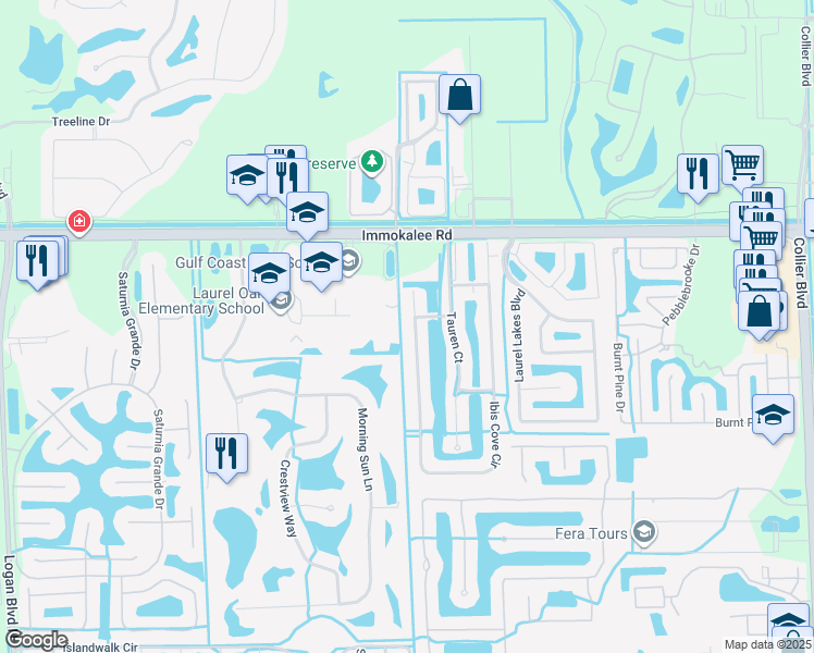 map of restaurants, bars, coffee shops, grocery stores, and more near 8727 Ibis Cove Circle in Naples