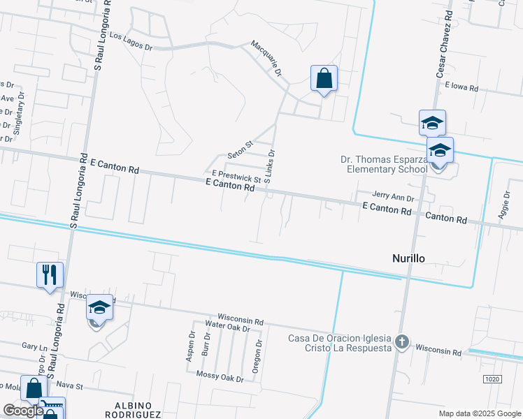 map of restaurants, bars, coffee shops, grocery stores, and more near 3647 East Canton Road in Edinburg
