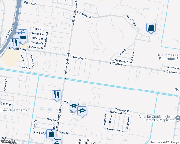 map of restaurants, bars, coffee shops, grocery stores, and more near 3104 Javalina Avenue in Edinburg