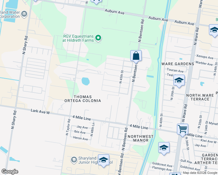 map of restaurants, bars, coffee shops, grocery stores, and more near 4600 East Pelican Avenue in McAllen