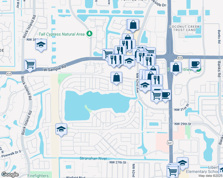 map of restaurants, bars, coffee shops, grocery stores, and more near 6322 Buena Vista Drive in Margate