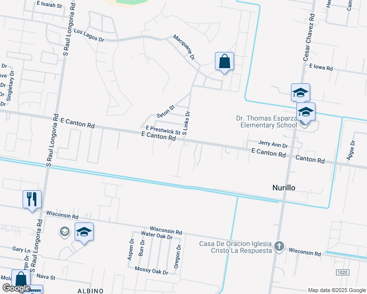 map of restaurants, bars, coffee shops, grocery stores, and more near 3647 East Canton Road in Edinburg