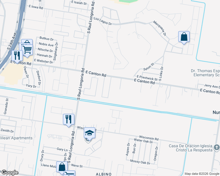 map of restaurants, bars, coffee shops, grocery stores, and more near 3104 Javalina Avenue in Edinburg