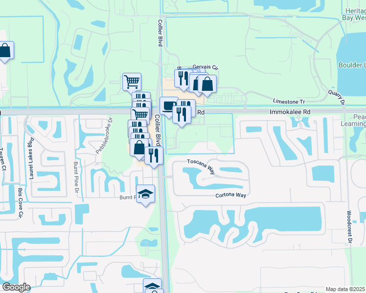 map of restaurants, bars, coffee shops, grocery stores, and more near 8810 Immokalee Road in Naples