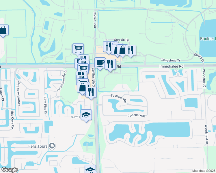 map of restaurants, bars, coffee shops, grocery stores, and more near 8810 Immokalee Road in Naples