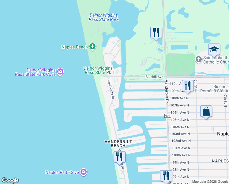 map of restaurants, bars, coffee shops, grocery stores, and more near in Naples