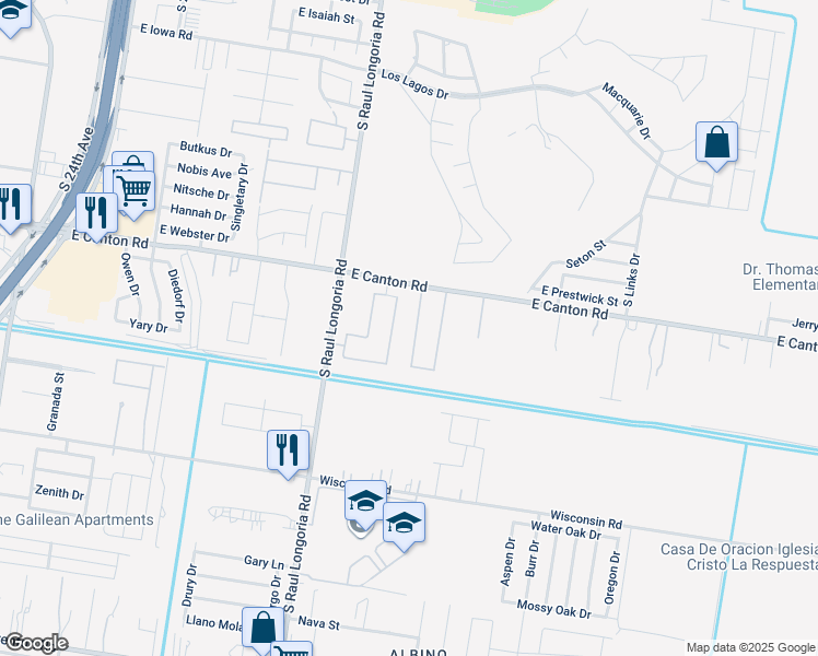 map of restaurants, bars, coffee shops, grocery stores, and more near 2810 Gator Avenue in Edinburg