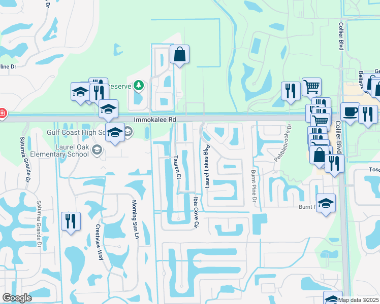 map of restaurants, bars, coffee shops, grocery stores, and more near 8164 Ibis Cove Circle in Naples