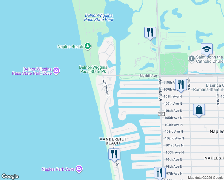 map of restaurants, bars, coffee shops, grocery stores, and more near in Naples