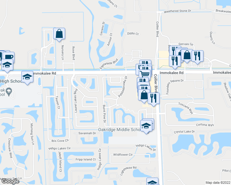 map of restaurants, bars, coffee shops, grocery stores, and more near 8395 Big Acorn Circle in Naples