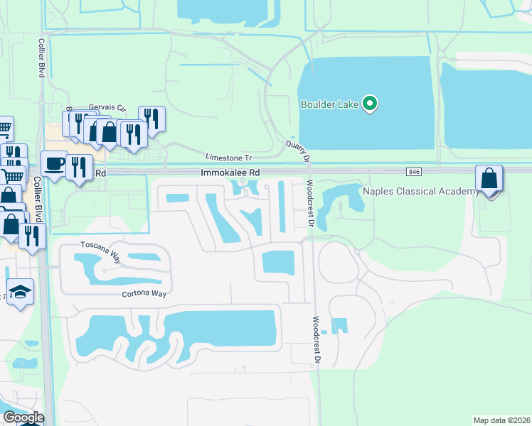 map of restaurants, bars, coffee shops, grocery stores, and more near 9446 Greenleigh Court in Naples