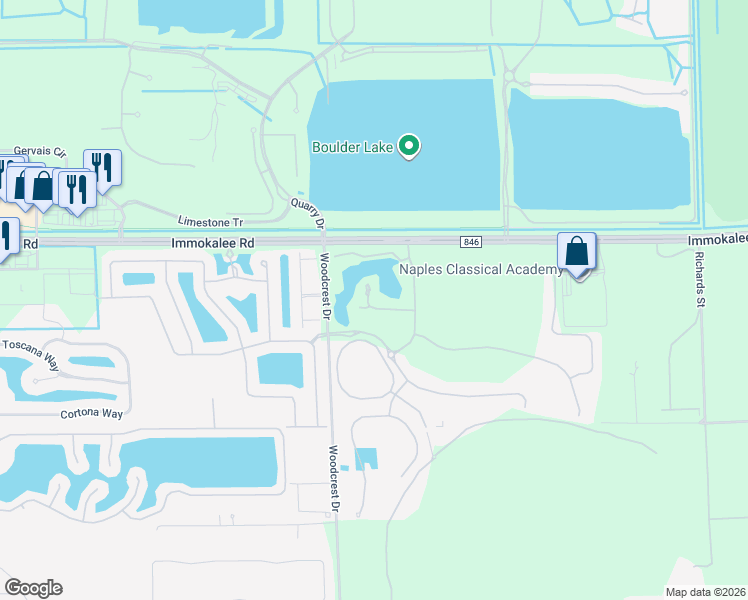 map of restaurants, bars, coffee shops, grocery stores, and more near 2363 Montserrat Lane in Naples