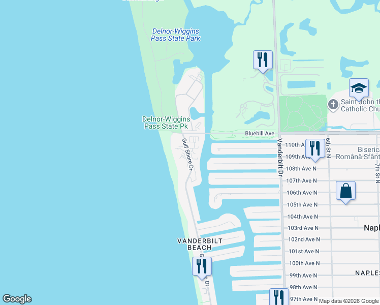 map of restaurants, bars, coffee shops, grocery stores, and more near in Naples