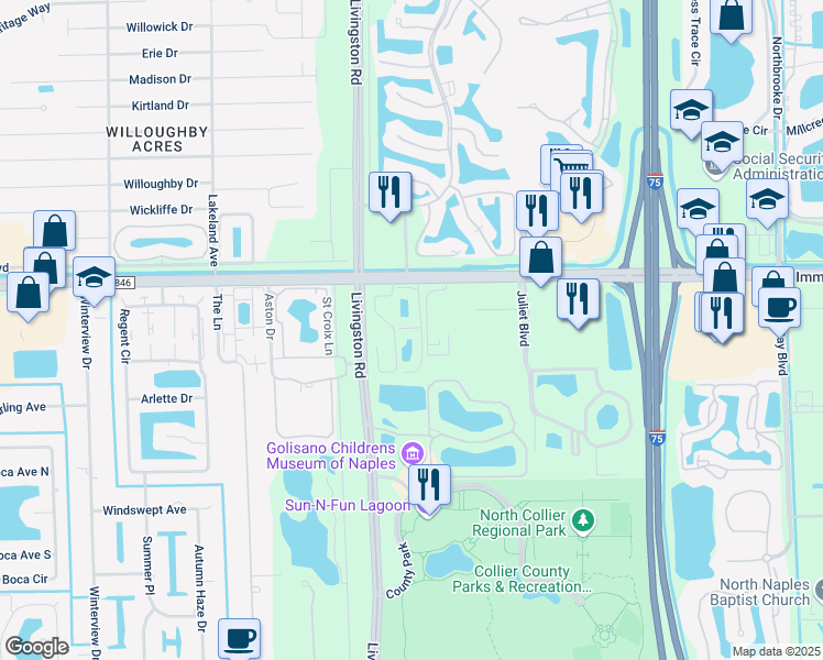 map of restaurants, bars, coffee shops, grocery stores, and more near 5000 Immokalee Road in Naples