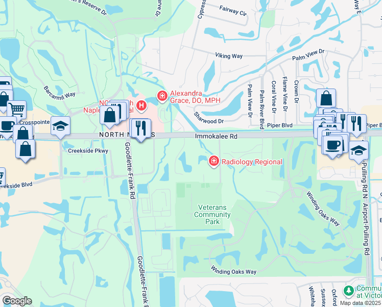 map of restaurants, bars, coffee shops, grocery stores, and more near 1710 Southwest Health Parkway in Naples