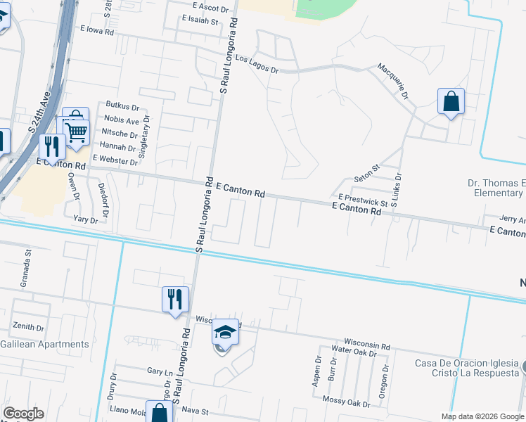map of restaurants, bars, coffee shops, grocery stores, and more near 2811 Javalina Avenue in Edinburg