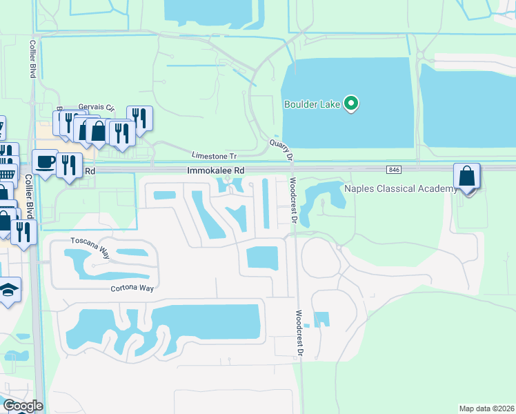map of restaurants, bars, coffee shops, grocery stores, and more near 9446 Greenleigh Court in Naples