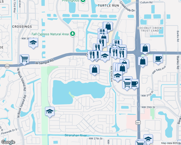 map of restaurants, bars, coffee shops, grocery stores, and more near 6308 Seminole Terrace in Margate