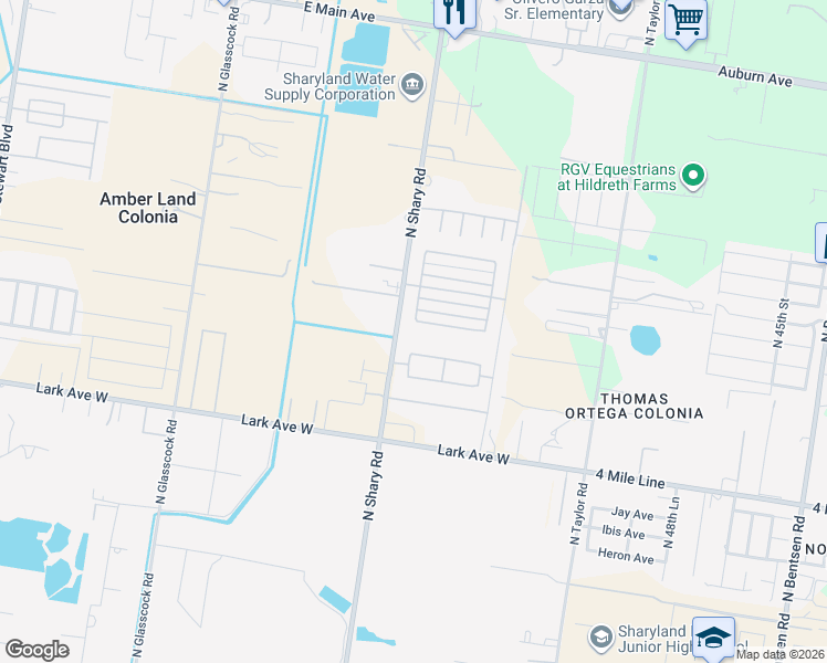 map of restaurants, bars, coffee shops, grocery stores, and more near 1105 South Shary Boulevard in Mission
