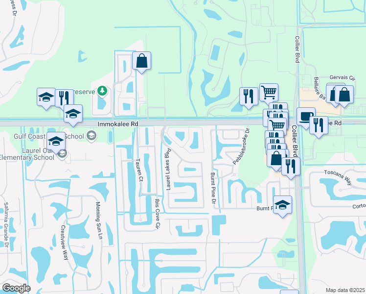 map of restaurants, bars, coffee shops, grocery stores, and more near 8297 Key Royal Circle in Naples