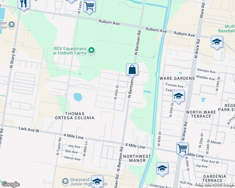 map of restaurants, bars, coffee shops, grocery stores, and more near 4425 Swallow Avenue in McAllen