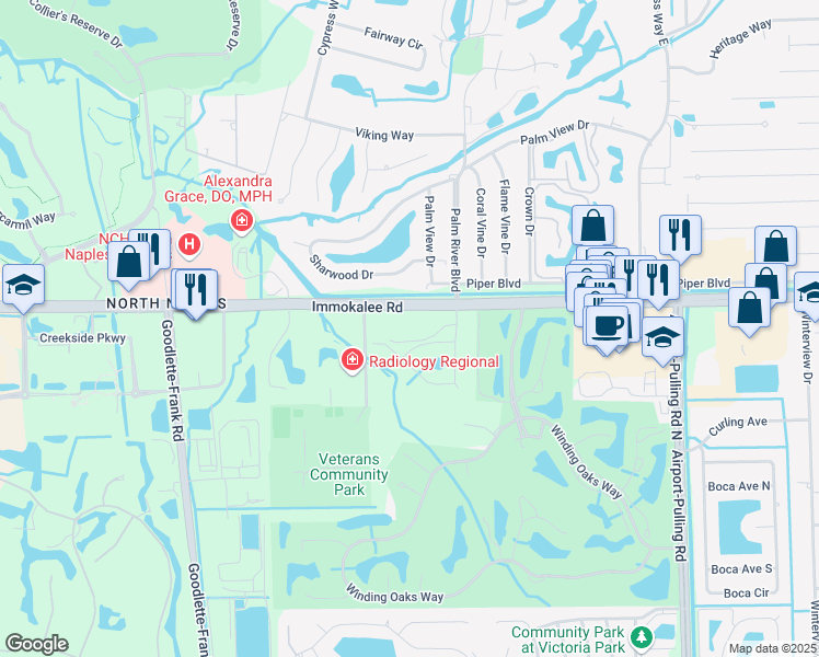 map of restaurants, bars, coffee shops, grocery stores, and more near 1928 Vilsand Avenue in Naples