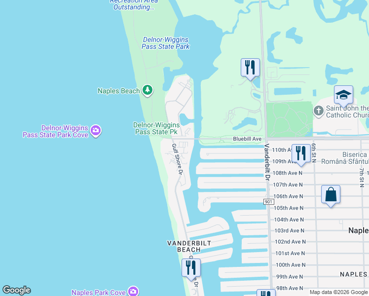 map of restaurants, bars, coffee shops, grocery stores, and more near in Naples