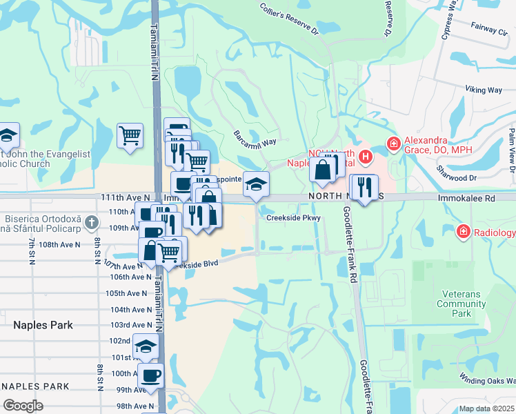 map of restaurants, bars, coffee shops, grocery stores, and more near in Naples