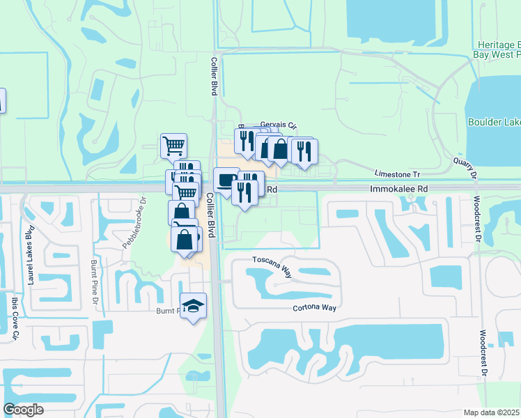 map of restaurants, bars, coffee shops, grocery stores, and more near 8810 Immokalee Road in Naples