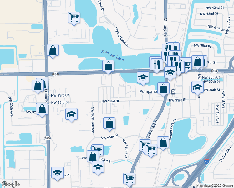 map of restaurants, bars, coffee shops, grocery stores, and more near 3318 Mallard Close in Pompano Beach