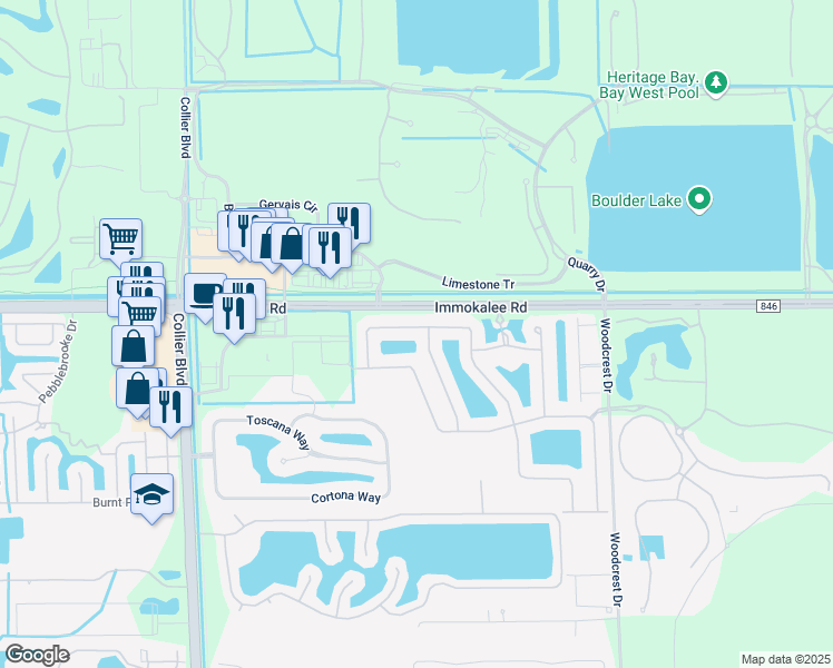 map of restaurants, bars, coffee shops, grocery stores, and more near 9090 Immokalee Road in Naples