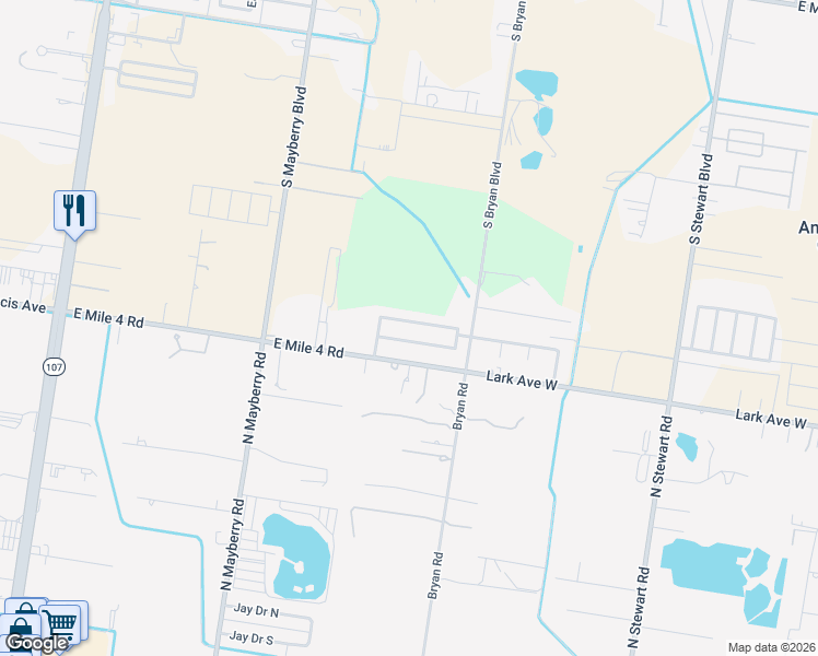 map of restaurants, bars, coffee shops, grocery stores, and more near 1409 East Rabbit Run Avenue in Alton