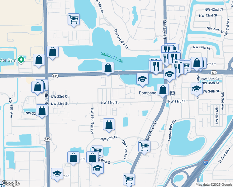 map of restaurants, bars, coffee shops, grocery stores, and more near 3318 Mallard Close in Pompano Beach