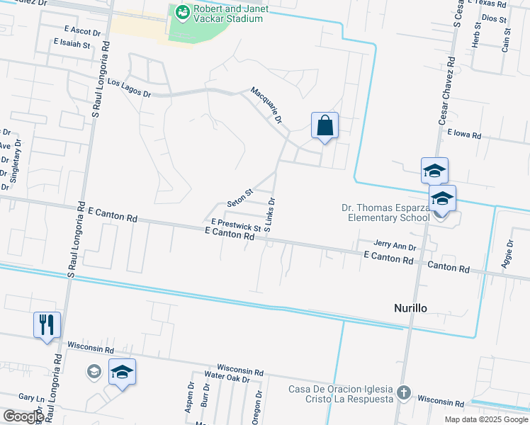 map of restaurants, bars, coffee shops, grocery stores, and more near 3620 Morris Street in Edinburg