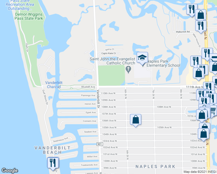 map of restaurants, bars, coffee shops, grocery stores, and more near 532 Immokalee Road in Naples