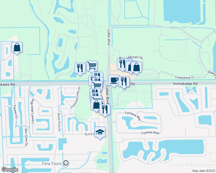 map of restaurants, bars, coffee shops, grocery stores, and more near 136 County Road 951 in Collier