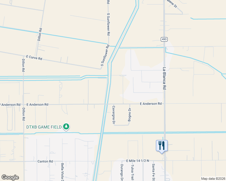 map of restaurants, bars, coffee shops, grocery stores, and more near 1247 East Anderson Road in Donna