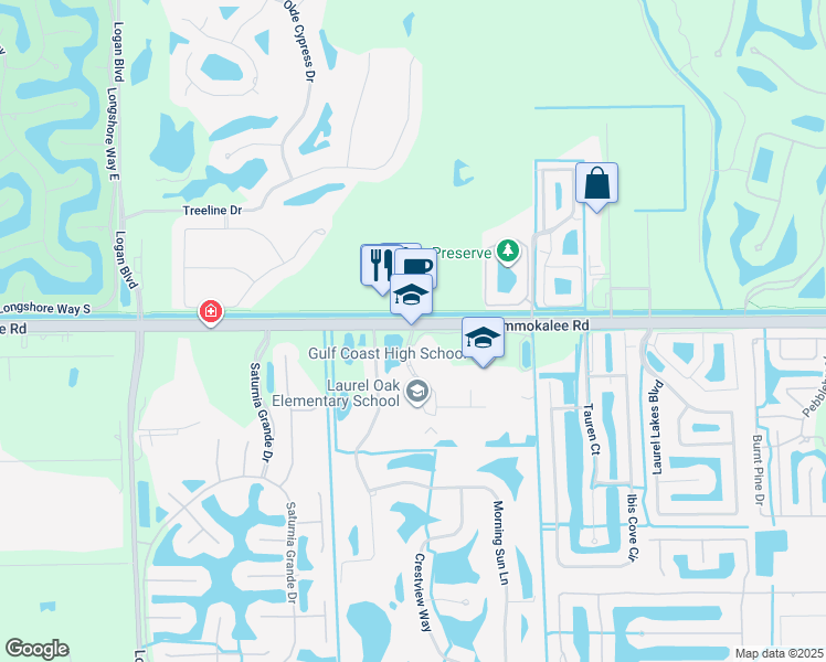 map of restaurants, bars, coffee shops, grocery stores, and more near 7800 Immokalee Road in Naples