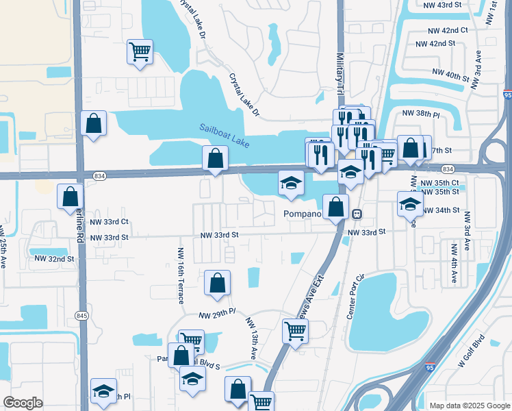 map of restaurants, bars, coffee shops, grocery stores, and more near 3342 Beau Rivage Drive in Pompano Beach