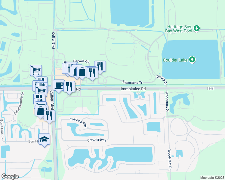 map of restaurants, bars, coffee shops, grocery stores, and more near 9090 Immokalee Road in Naples