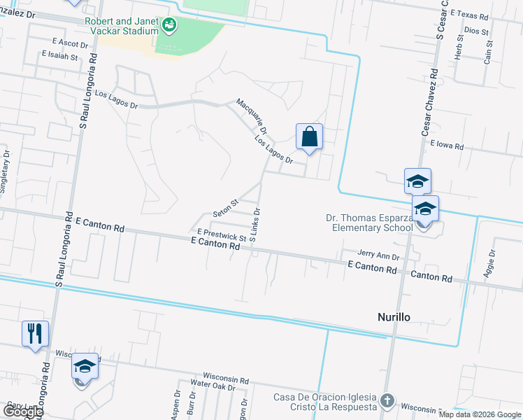 map of restaurants, bars, coffee shops, grocery stores, and more near 3620 Morris Street in Edinburg