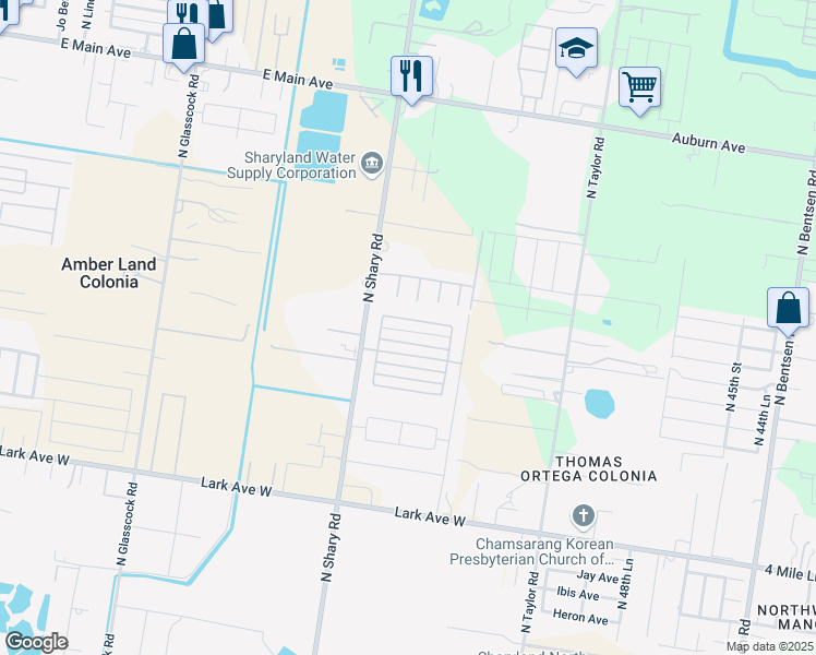 map of restaurants, bars, coffee shops, grocery stores, and more near 7200 North 59th Street in Mission