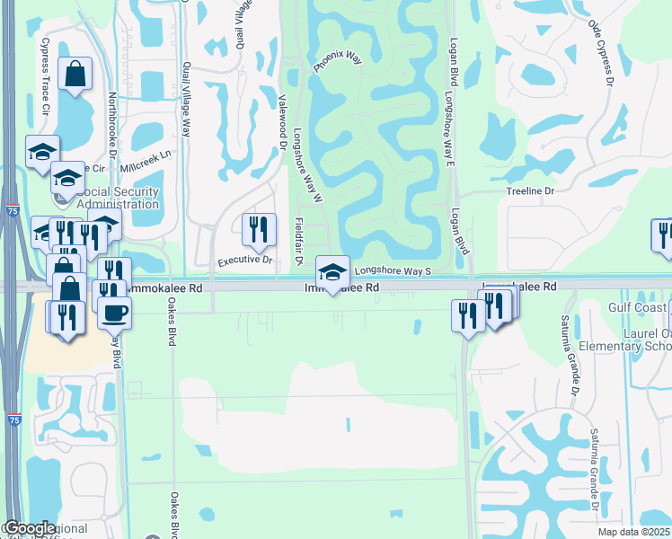 map of restaurants, bars, coffee shops, grocery stores, and more near 4227 Longshore Way North in Naples