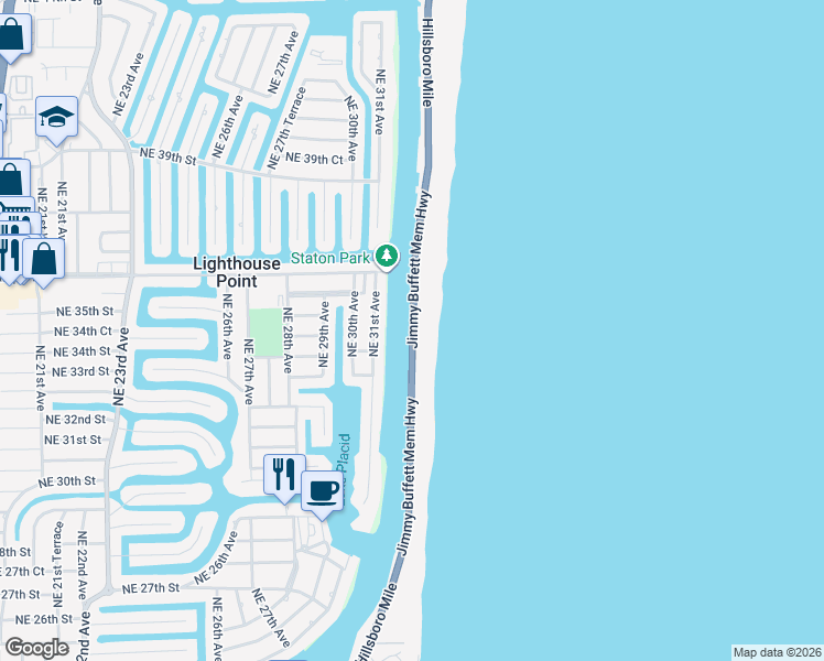 map of restaurants, bars, coffee shops, grocery stores, and more near 1003 Florida A1A in Hillsboro Beach