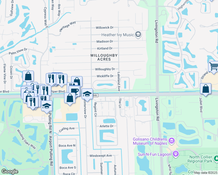 map of restaurants, bars, coffee shops, grocery stores, and more near 600 Diamond Circle in Naples
