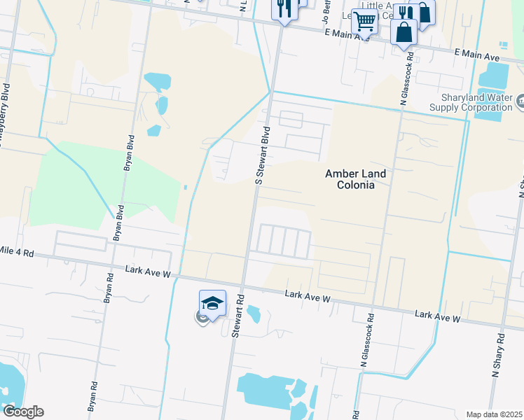 map of restaurants, bars, coffee shops, grocery stores, and more near 6100 North Stewart Road in Mission