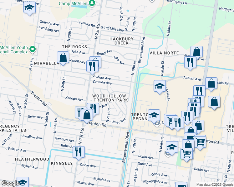 map of restaurants, bars, coffee shops, grocery stores, and more near 1937 Yellowhammer Avenue in McAllen