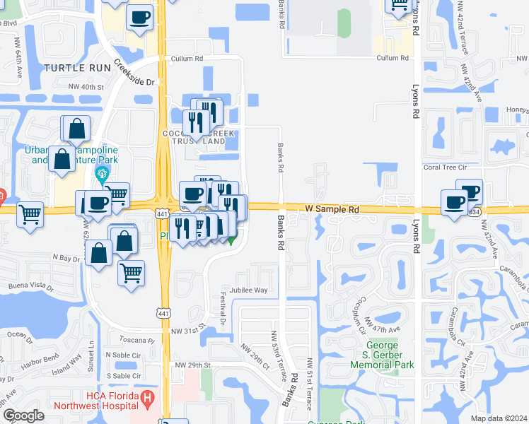 map of restaurants, bars, coffee shops, grocery stores, and more near in Margate