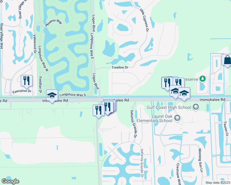 map of restaurants, bars, coffee shops, grocery stores, and more near 7426 Lantana Circle in Naples
