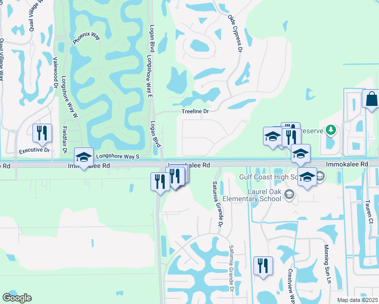 map of restaurants, bars, coffee shops, grocery stores, and more near 7426 Lantana Circle in Naples